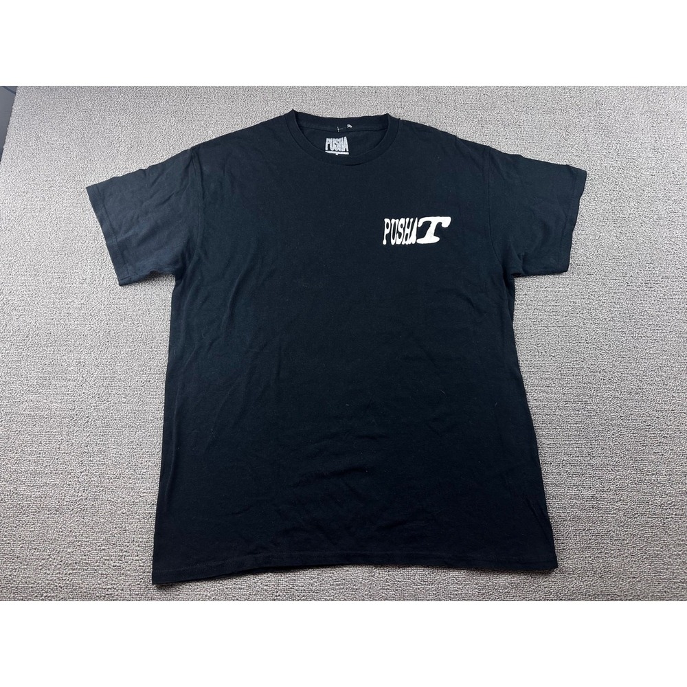 Pusha T T-Shirt Men L Black Its Almost Dry Tour Double-Sided Hip Hop Music Urban